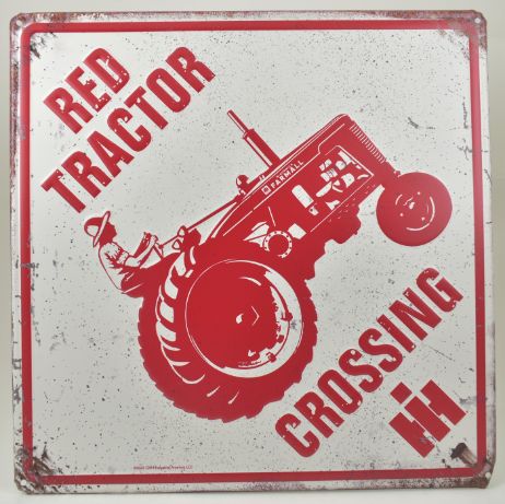 ''Red Tractor Crossing'' Metal SIGN
