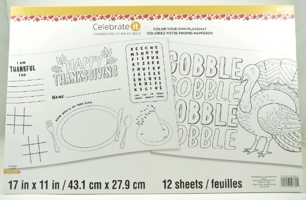 Color Your Own Thanksgiving Placemat 12 Sheet Book