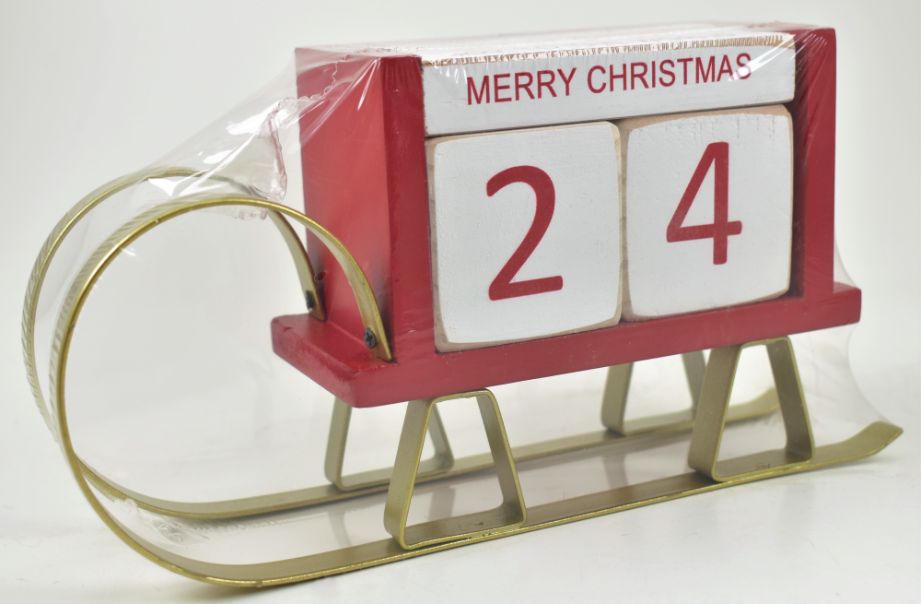 Sleigh Christmas Countdown Tabletop Decor