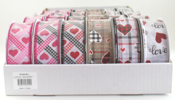 VALENTINE Wired Edge Ribbon - 24 Assorted