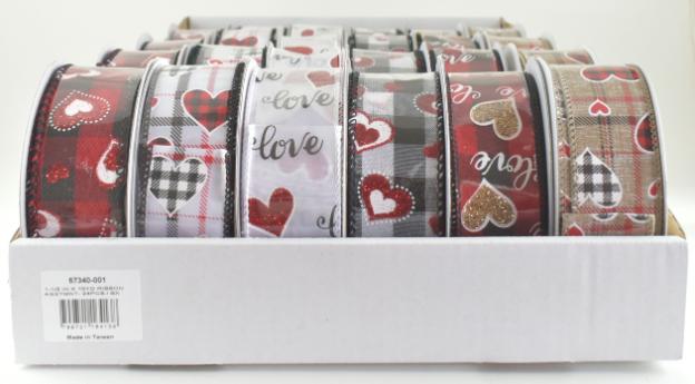 Valentine Wired Edge Ribbon - 24 Assorted