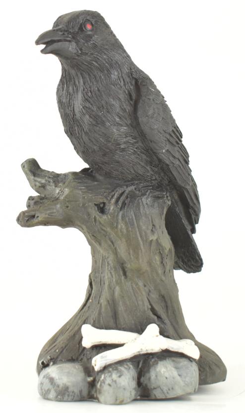 Touch of Nature RESIN 6.5'' Black Crow on Tree Branch with 2 Bones
