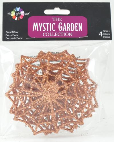 Orange GLITTER Cobweb Ornaments 4 pc