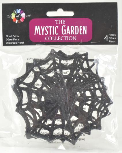 4'' Black GLITTER Cobweb Ornaments 4 pc