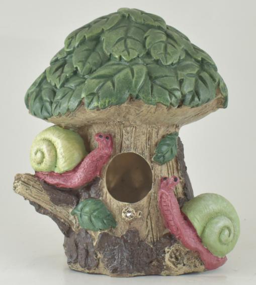 8'' RESIN Bird House Tree with Snails