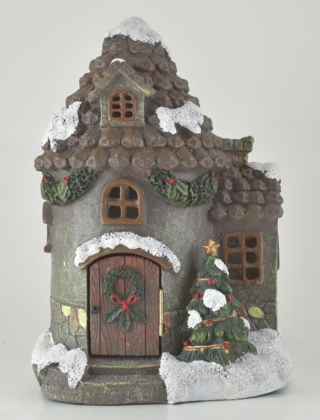 10.5'' Resin LED CHRISTMAS Pine House