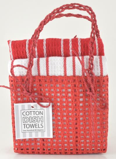 Red Basket with 2 Wash Cloths