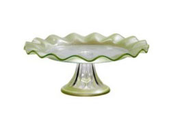 Glass Footed PLATE / Stand Green