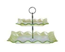 Tiered Glass PLATE / Stand Green