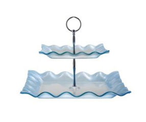 Tiered Glass PLATE / Stand Blue