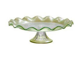Glass Footed PLATE / Stand Green