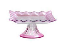 Glass Footed PLATE / Stand Square Pink