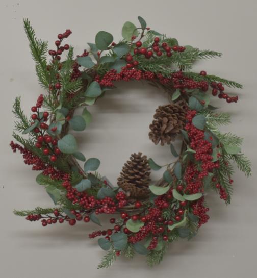 Eucalyptus Berry Wreath with Pinecones