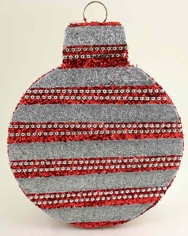 Large Ball Style Ornament Red / Silver