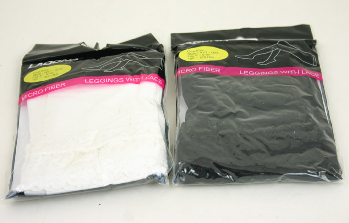 LEGGINGS with Lace Micro Fiber Black / White Assorted