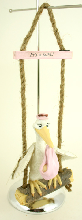 It's A Girl Stork Hanging Decor