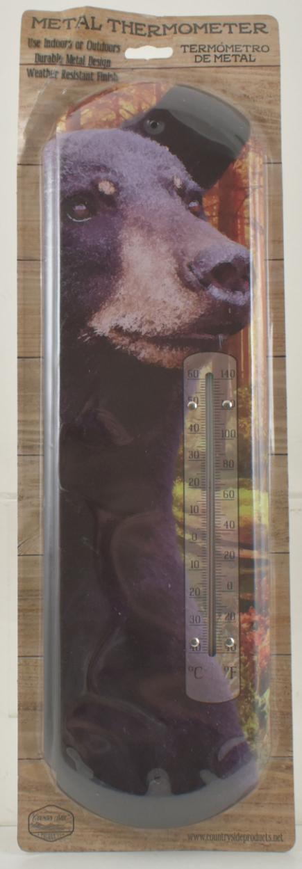 Black Bear Metal Thermometer