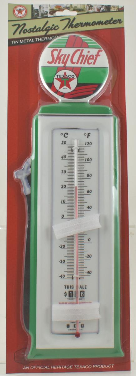 Texaco Sky Chief Gas Pump Metal Thermometer
