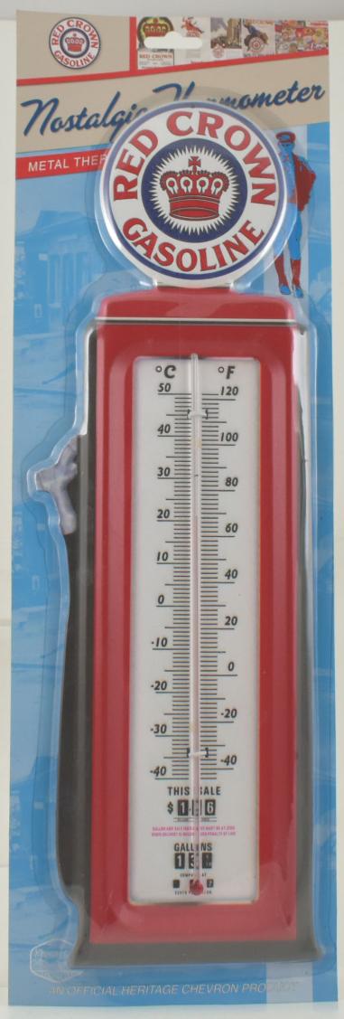 RED Crown Gasoline Gas Pump Metal Thermometer