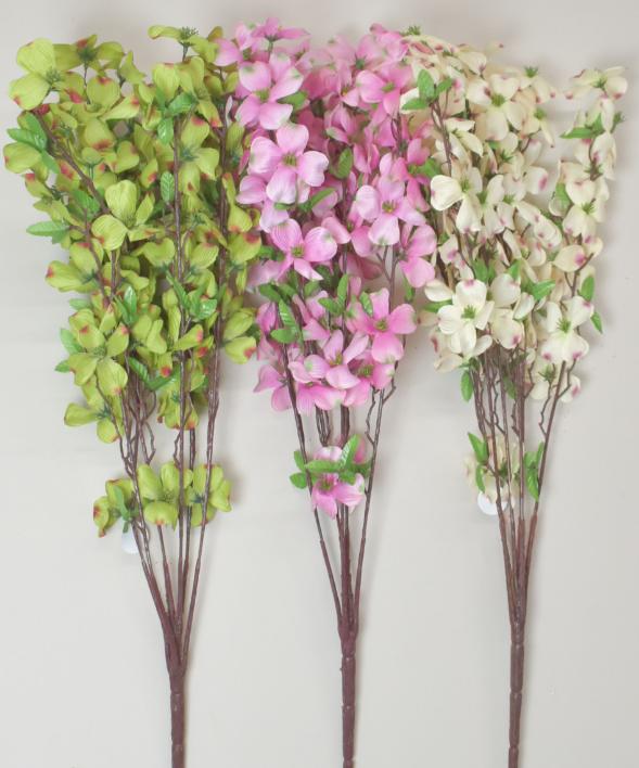 Tall Dogwood Bush x6 with 72 Blooms. Green/Pink/Natural Assorted