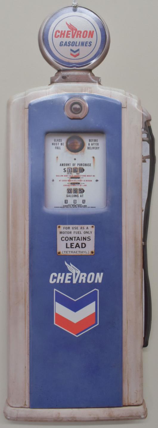 Chevron Die Cut Sign Gas Pump - Metal