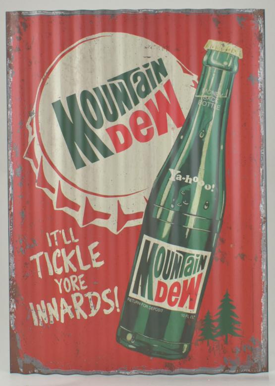 Mountain Dew ''It'll Tickle'' Corrugated SIGN - Metal