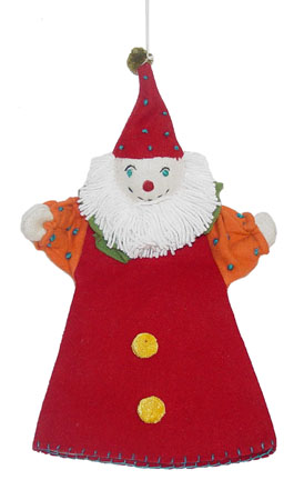 Wool Clown Puppet Ornament - 12''