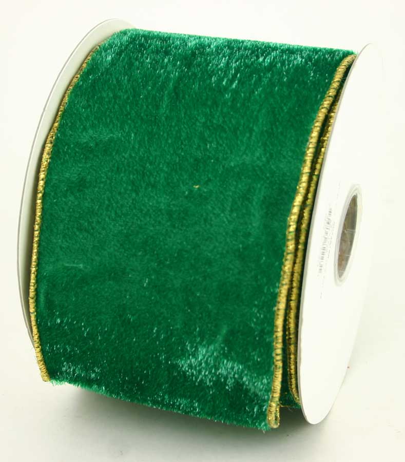 Green / GOLD Full Lurex Lame Back Ribbon 4'' x 10 yards