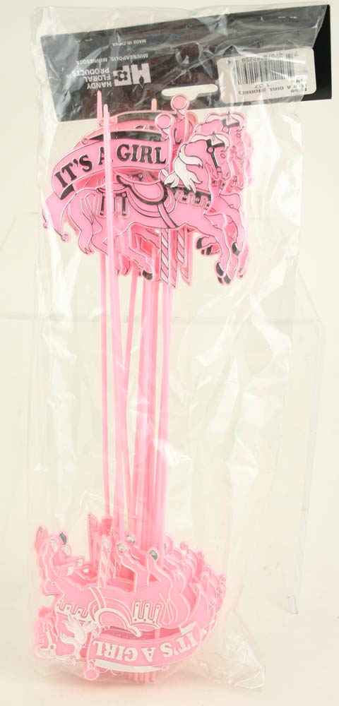 It's A Girl Carousel HORSE Decorative / Floral Pick