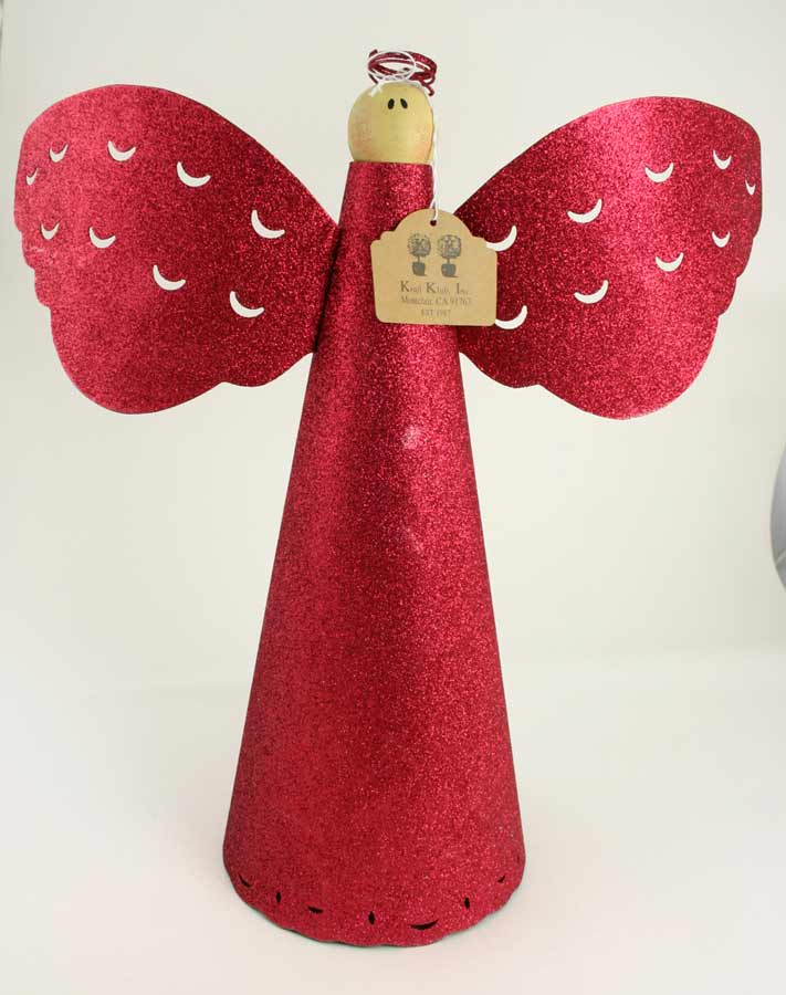 Red Metal Glitter Angel 16''