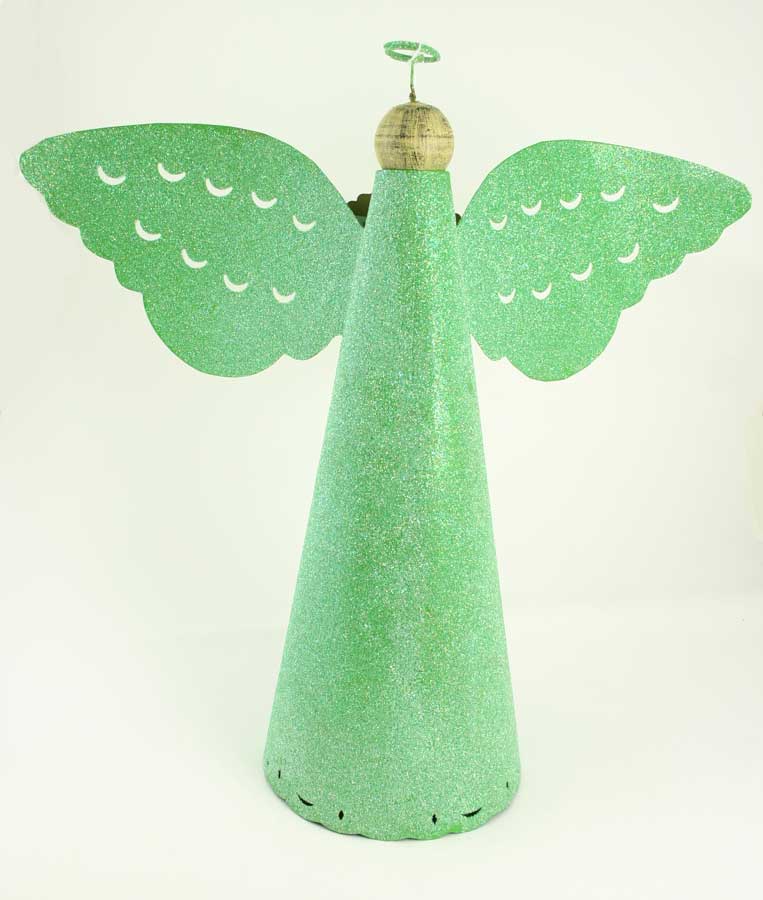 Green Metal Glitter Angel 18''