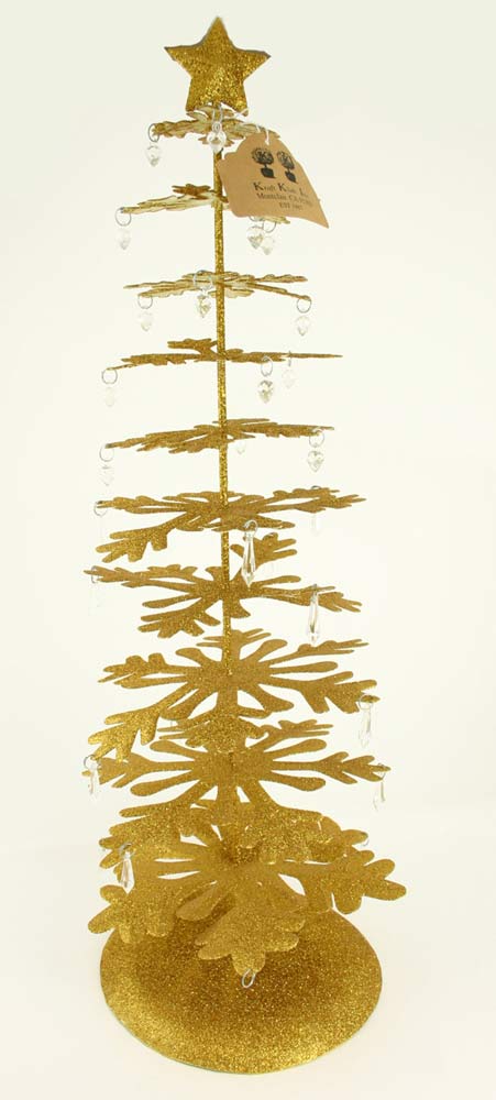 GOLD Snowflake Glitter Christmas Tree with Jewels 24''