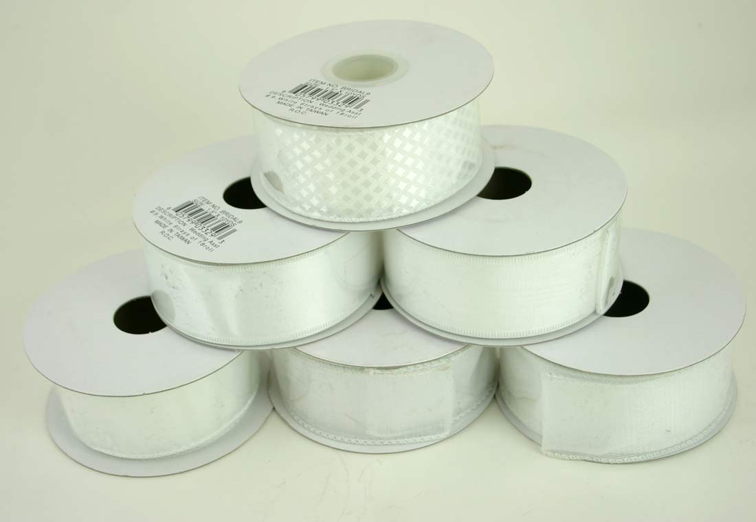 White Wire Edge Ribbon 1.5'' x 10 Yards - Assorted