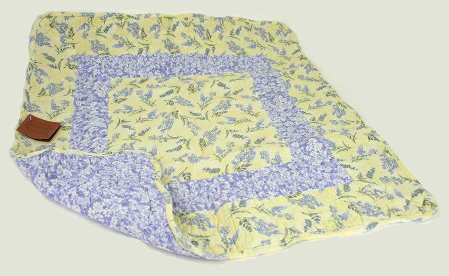 Quilted Center Piece Decor / Doll Quilt -Lavender Yellow Floral