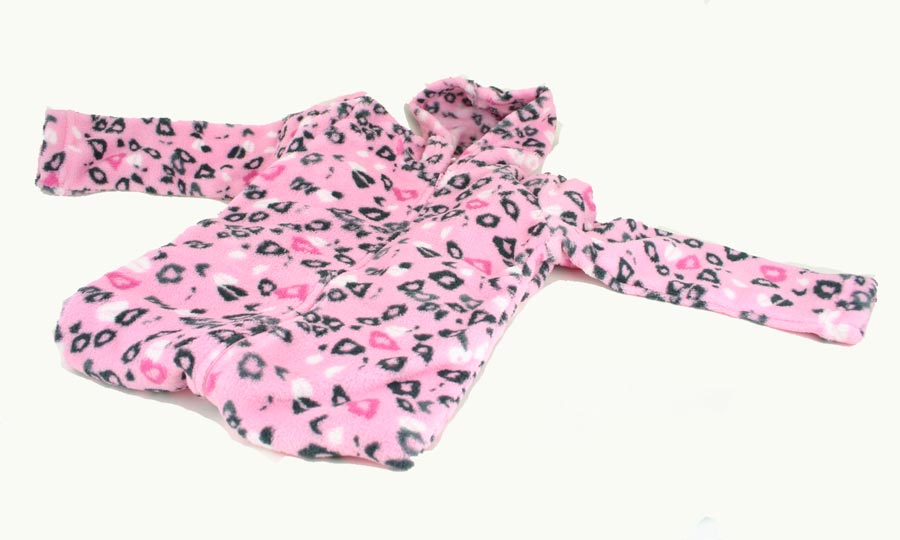 Footed Fleece Pajamas with Hood - Girls ANIMAL Print Pink