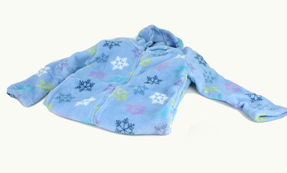 Footed Fleece PAJAMAS with Hood - Girls Snowflake Blue