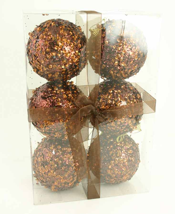 COFFEE Brown Ball Ornament Set of 6