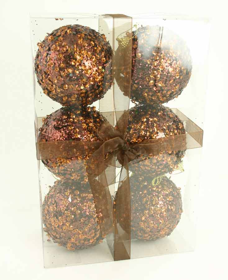 Coffee Brown Ball Ornament Set of 6