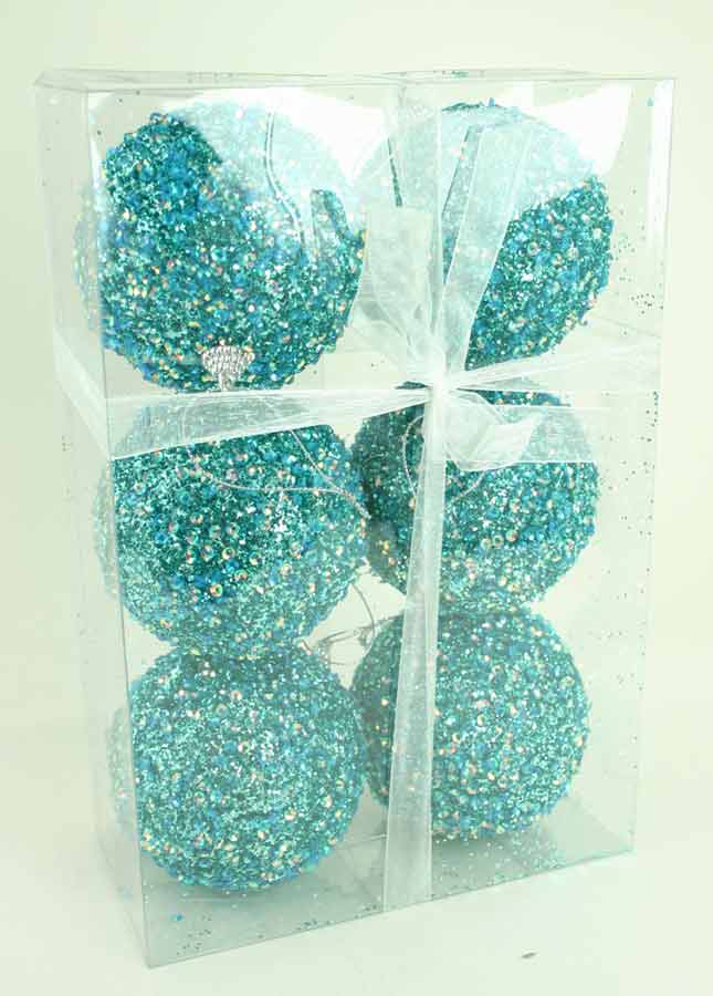 Blue / Turquoise Ball Ornament Set of 6