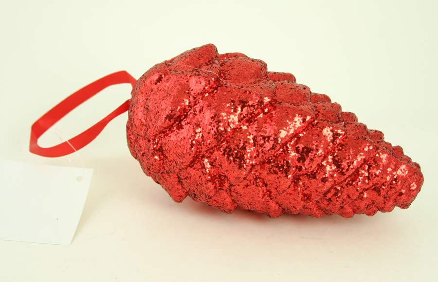 Red Pine Cone Ornament 6''