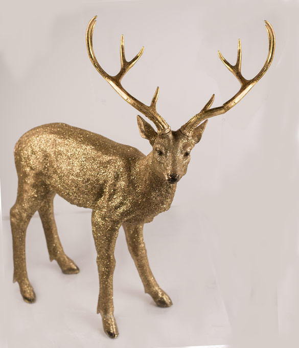 Large GOLD Deer Decor with Glitter 30''