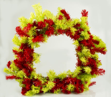 Red Lime Green Square Canadian Pine Wreath 24''