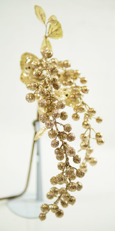 28'' Champagne Berry Glitter Hanging Branch