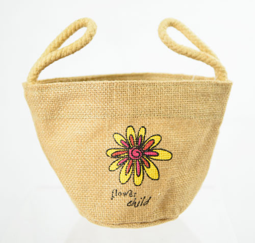 Jozie B Groovy World FLOWER Child Jute Bag 5'' x 8''