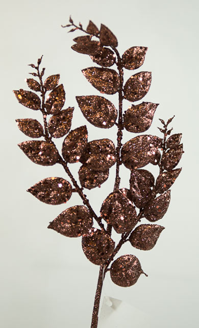 Chocolate Flocked Leaf Spray