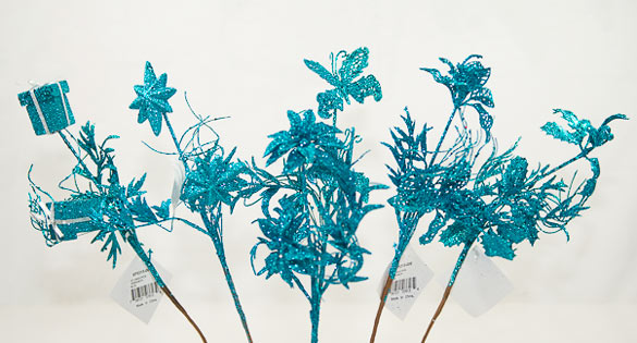 Blue Glitter Stems 6 Ast