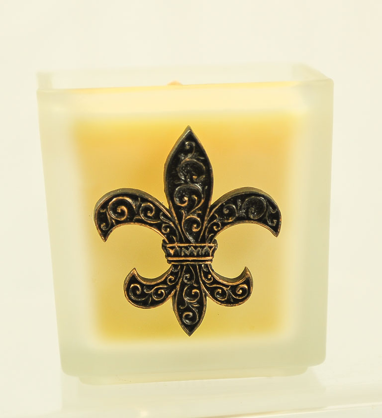 Drake Design Frosted Glass Fleur De Le CANDLEs