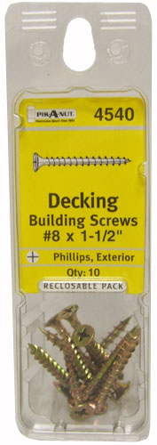 Pik-A-Nut© #8 Decking Building SCREWS - Pack of 10