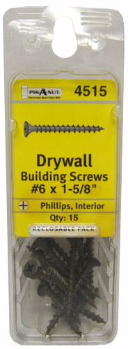 Pik-A-Nut© #6 Drywall Building SCREWS - Pack of 15