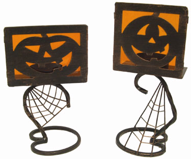 Jack-O-Lantern Tea Light Holders - Two Assorted